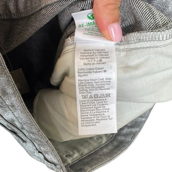 J. Crew Collection NWT Silver Metallic Waxed Mid Rise Slouchy Straight Jeans - Picture 9 of 9